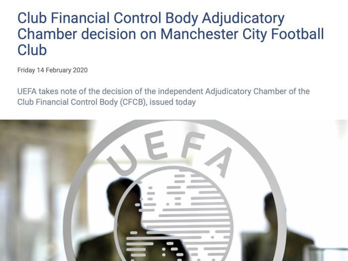 曼城准备就欧冠禁令上诉 欧足联裁决引争议